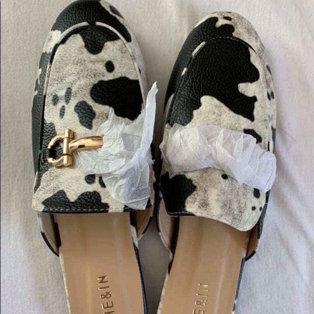 Slide on shoes cow print